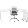 TUBE hoekbureau met ronde binnenhoek 240×160 cm volledig wit