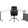 TUBE hoekbureau met ronde binnenhoek 240×160 cm wit zilvergrijs