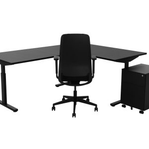 TUBE hoekbureau met ronde binnenhoek 240×240 cm volledig zwart - Afbeelding 2