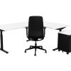 TUBE hoekbureau met ronde binnenhoek 200×160 cm wit zwart
