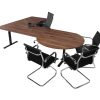 TUBE hoekbureau met vergaderstuk 320×280 cm cognac walnoten zwart