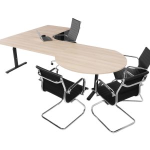 TUBE hoekbureau met vergaderstuk 240×240 cm scandinavisch eiken zwart