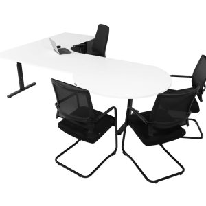 TUBE hoekbureau met vergaderstuk 320×240 cm wit zwart