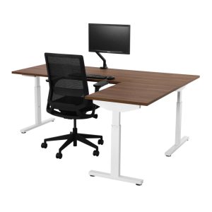 TUBE instelbaar hoekbureau 200×200 cm cognac walnoten wit - Afbeelding 2
