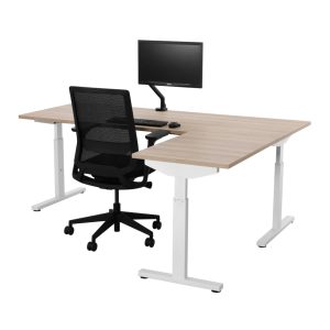 TUBE instelbaar hoekbureau 200×180 cm scandinavisch eiken wit - Afbeelding 2