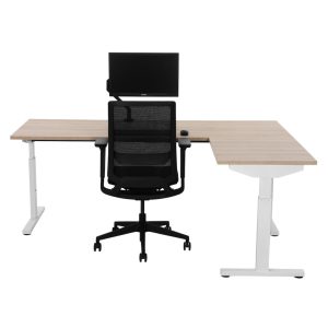 TUBE instelbaar hoekbureau 180×160 cm scandinavisch eiken wit