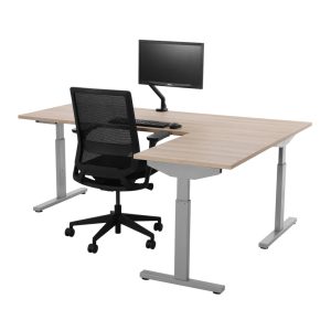 TUBE instelbaar hoekbureau 200×200 cm scandinavisch eiken zilvergrijs - Afbeelding 2