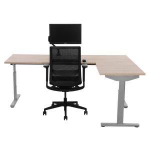 TUBE instelbaar hoekbureau 200×180 cm scandinavisch eiken zilvergrijs