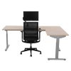 TUBE instelbaar hoekbureau 160×160 cm scandinavisch eiken zilvergrijs
