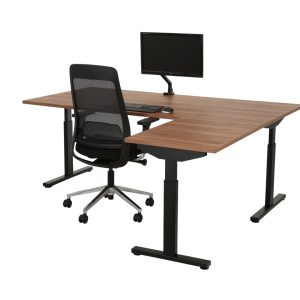 TUBE instelbaar hoekbureau 200×200 cm cognac walnoten zwart