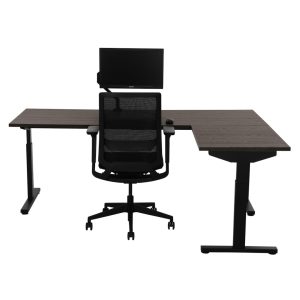 TUBE instelbaar hoekbureau 200×200 cm donker sepia zwart