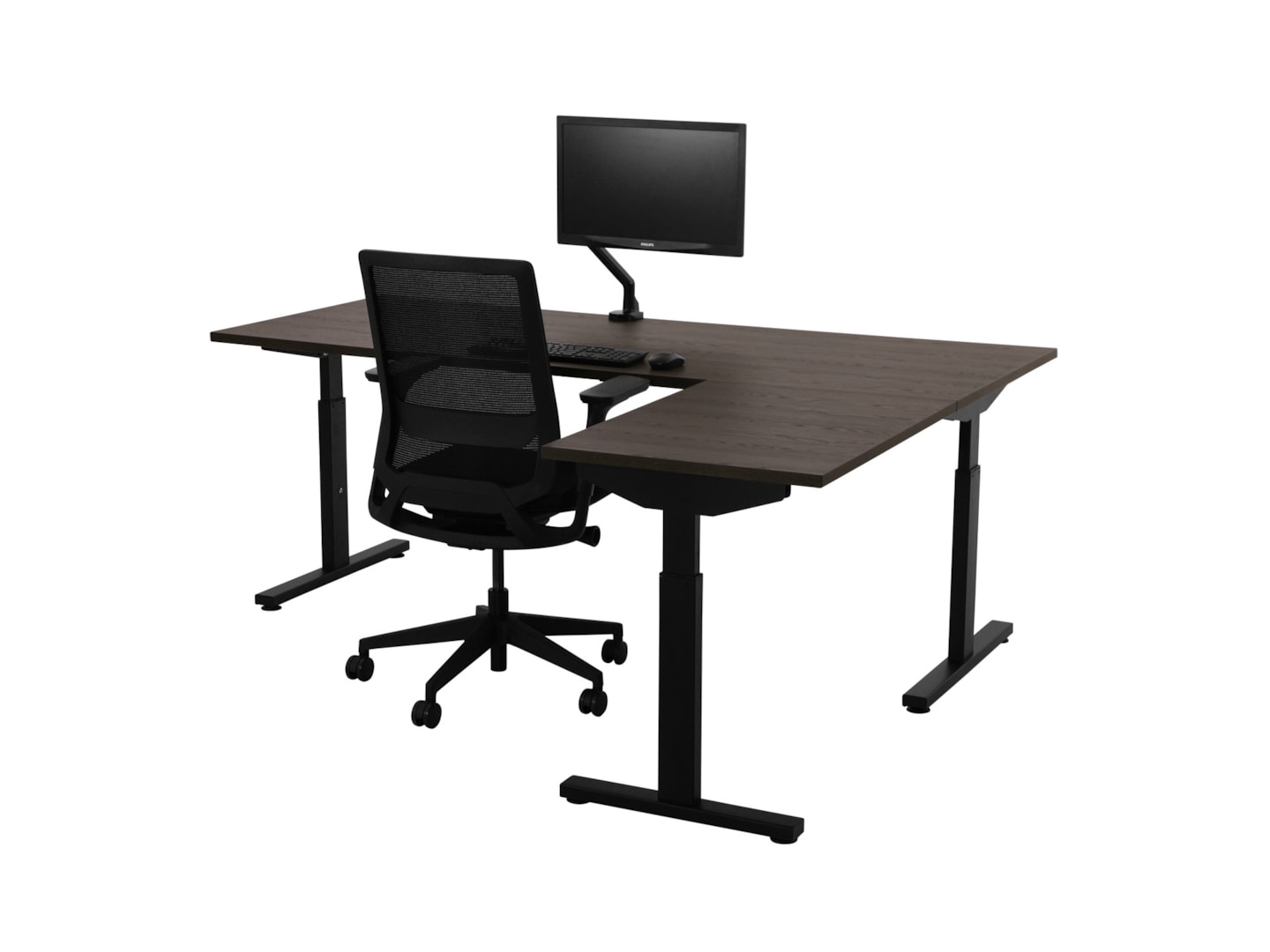 TUBE instelbaar hoekbureau 200×200 cm donker sepia zwart - Afbeelding 2