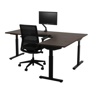 TUBE instelbaar hoekbureau 200×160 cm donker sepia zwart - Afbeelding 2