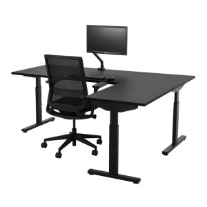 TUBE instelbaar hoekbureau 160×160 cm volledig zwart