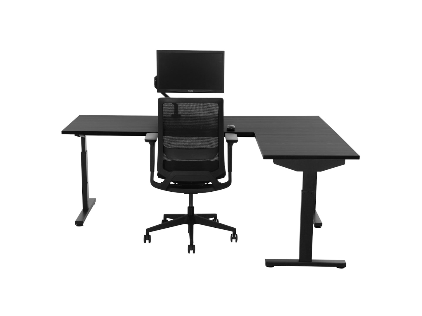 TUBE instelbaar hoekbureau 160×160 cm volledig zwart - Afbeelding 2