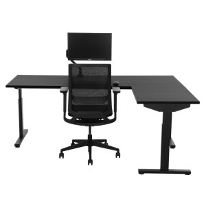 TUBE instelbaar hoekbureau 200×180 cm volledig zwart - Afbeelding 2