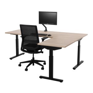 TUBE instelbaar hoekbureau 160×160 cm scandinavisch eiken zwart - Afbeelding 2