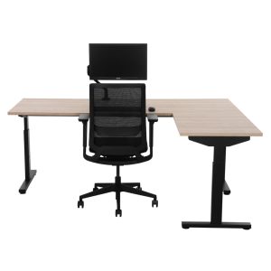 TUBE instelbaar hoekbureau 200×180 cm scandinavisch eiken zwart