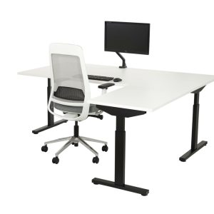 TUBE instelbaar hoekbureau 200×200 cm wit zwart