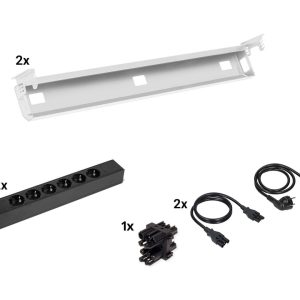 Kabelset voor duobureau – 2×6 stopcontacten – wit