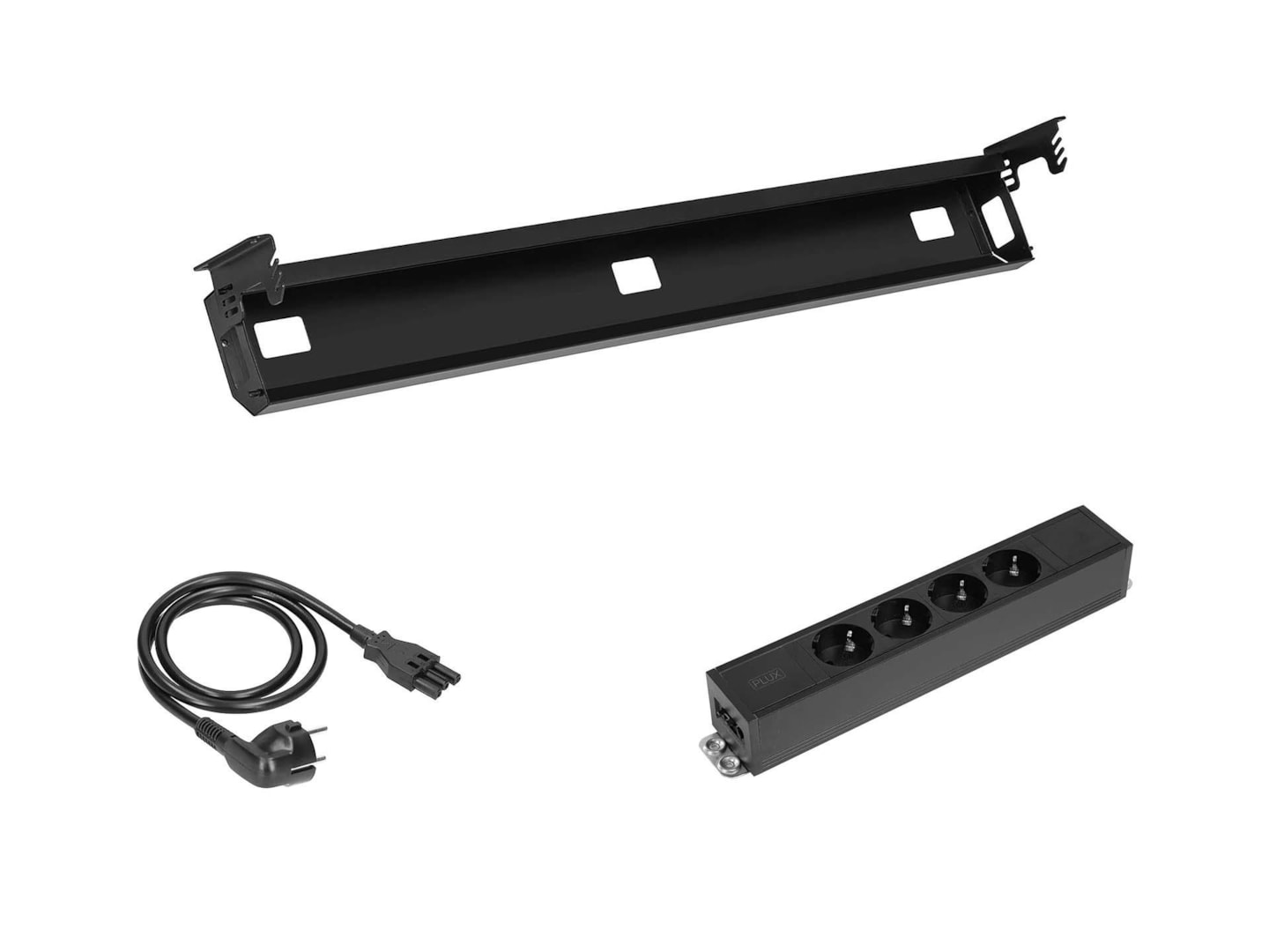 Kabelset voor zit-sta bureau – 4 stopcontacten – zwart