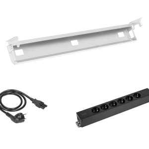 Kabelset voor zit-sta bureau – 6 stopcontacten – wit