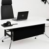 SIGN directiebureau 200×100 cm wit zwart chroom