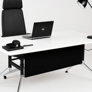 SIGN directiebureau 200×100 cm wit zwart chroom
