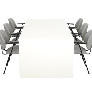 WOOD vergadertafel 220×100 cm wit