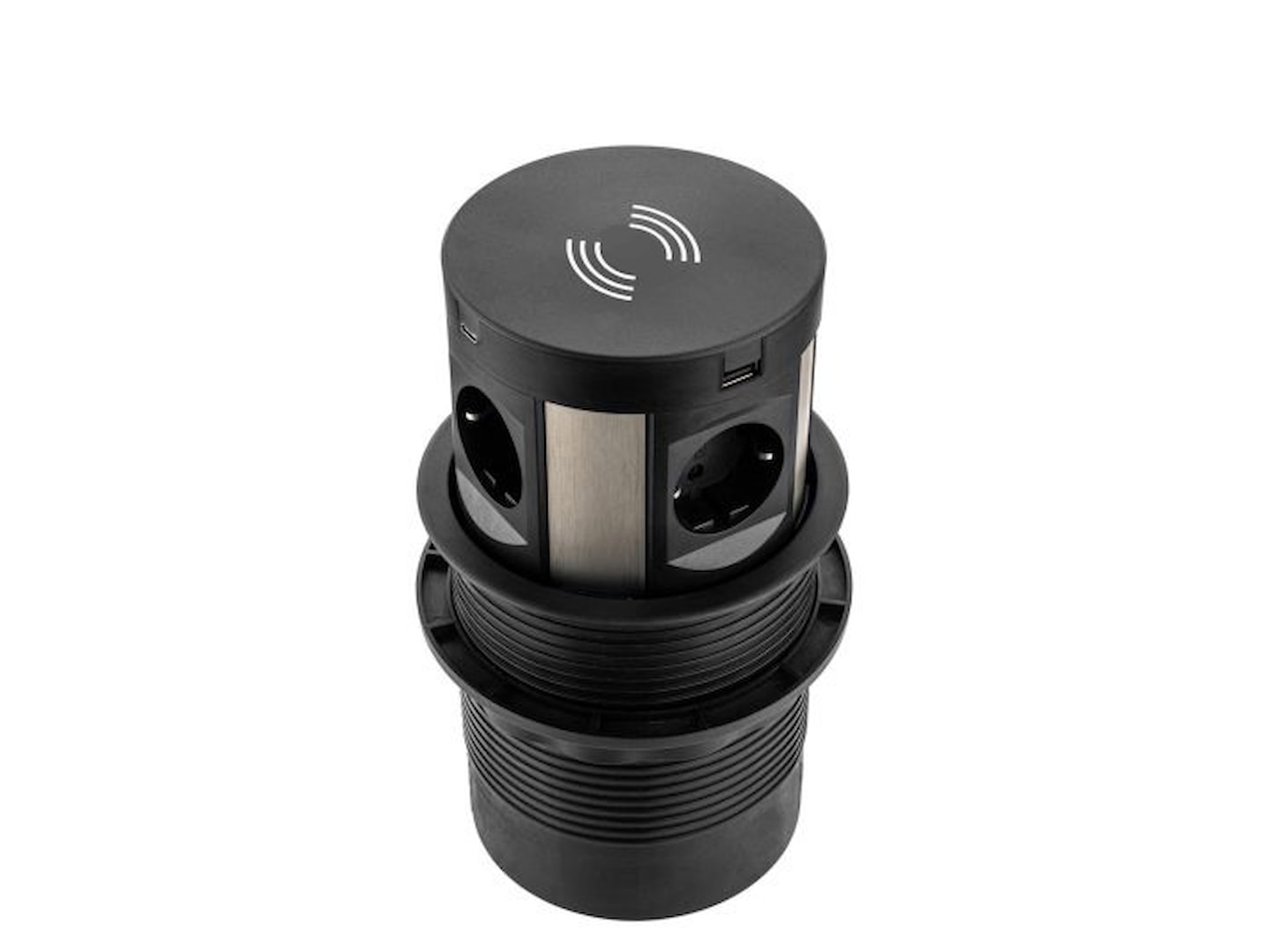 PLUX07 pop-up stroomunit met draadloos laden – zwart