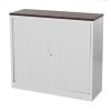 STOR roldeurkast 120×43×107,5 cm wit met topblad donker sepia