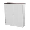 STOR roldeurkast 120×43×137,5 cm wit met topblad donker sepia