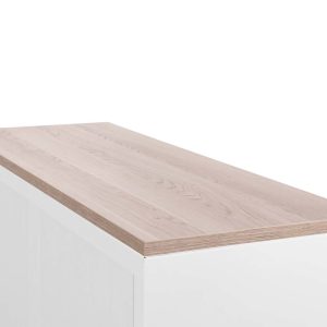 STOR roldeurkast 120×43×137,5 cm wit met topblad scandinavisch eiken - Afbeelding 2