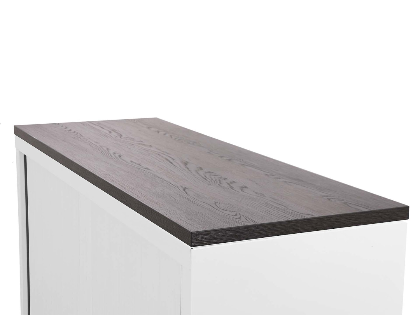 STOR roldeurkast 120×43×137,5 cm wit met topblad donker sepia - Afbeelding 2