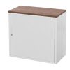 STOR roldeurkast 80×43×75 cm wit met topblad cognac walnoten
