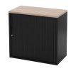 STOR roldeurkast 80×43×75 cm zwart met topblad scandinavisch eiken