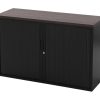 STOR roldeurkast 120×43×75 cm zwart met topblad donker sepia