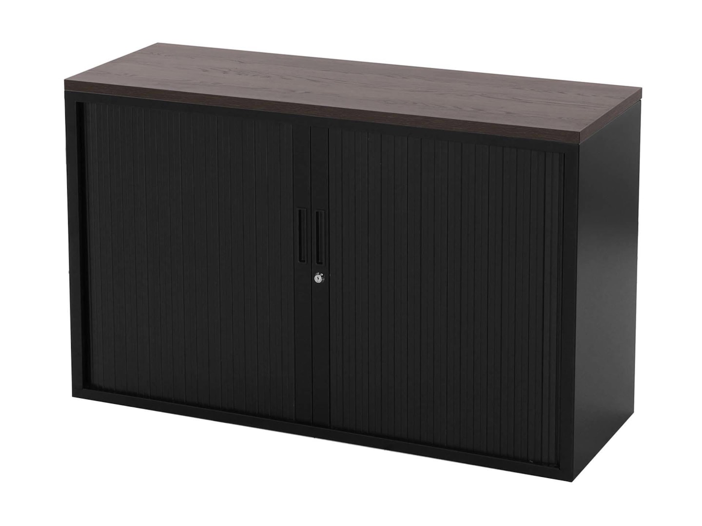 STOR roldeurkast 120×43×75 cm zwart met topblad donker sepia