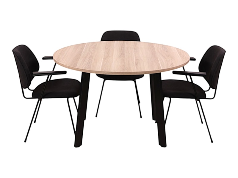 MAYA ronde vergadertafel Ø120 cm Scandinavisch eiken zwart