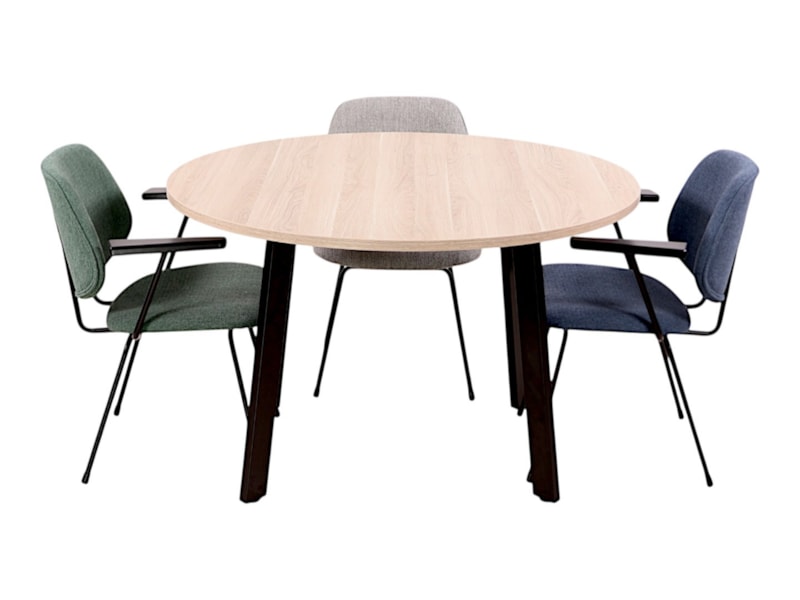 MAYA ronde vergadertafel Ø120 cm Scandinavisch eiken zwart - Afbeelding 2