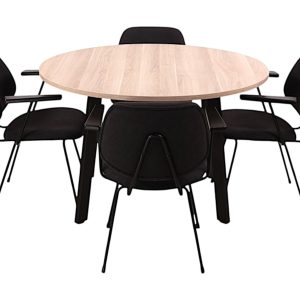 MAYA ronde vergadertafel Ø120 cm Scandinavisch eiken zwart - Afbeelding 4