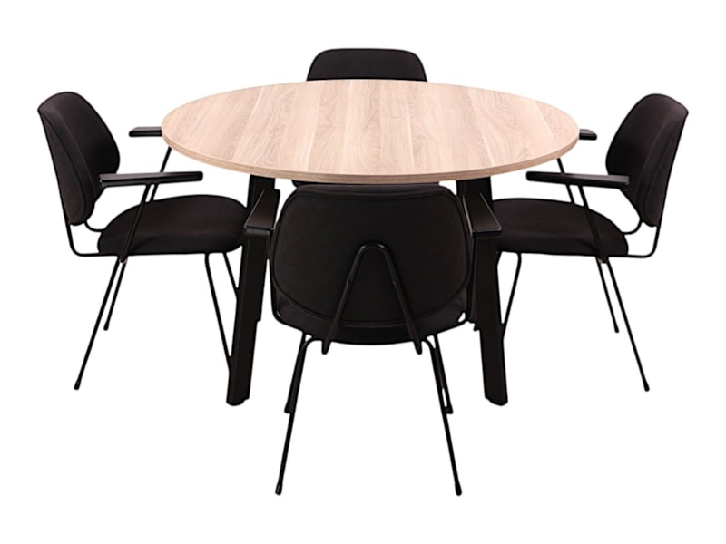 MAYA ronde vergadertafel Ø120 cm Scandinavisch eiken zwart - Afbeelding 4