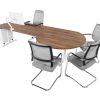 TUBE bureau met vergaderstuk 320×80–Ø120 cm cognac walnoten wit