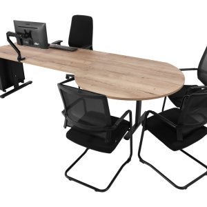 TUBE bureau met vergaderstuk 260×80–Ø120 cm eiken zwart