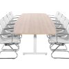 TUBE vergadertafel 320×120 cm Scandinavisch eiken wit