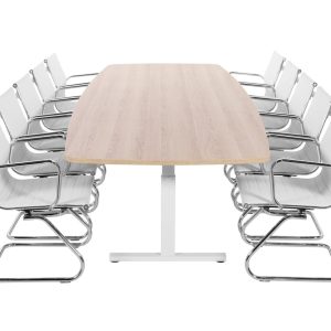 TUBE vergadertafel 320×120 cm Scandinavisch eiken wit