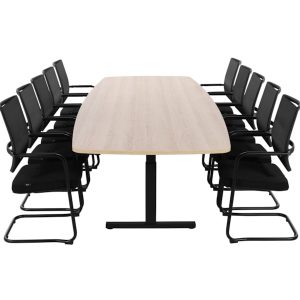TUBE vergadertafel 320×120 cm Scandinavisch eiken zwart