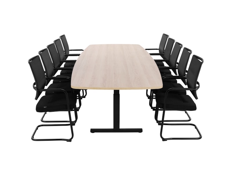 TUBE vergadertafel 320×120 cm Scandinavisch eiken zwart