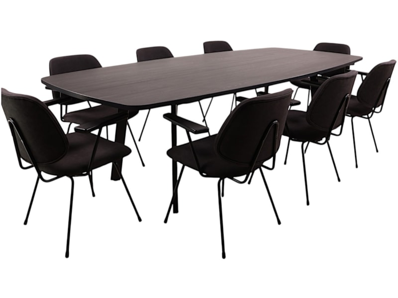 MAYA ovale vergadertafel 260×120 cm volledig zwart - Afbeelding 2