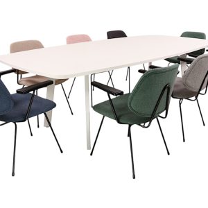 MAYA ovale vergadertafel 260×120 cm volledig wit - Afbeelding 2